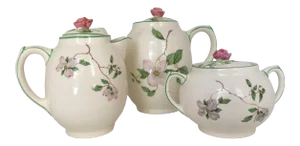 1940s Vintage English Ambassador Ware Ceramic Dogwood Tea Set of 3