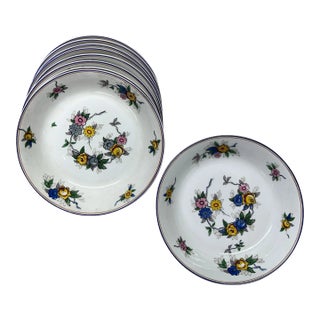 Limoges , France Floral Pattern Soup Bowls - Set of 9 For Sale