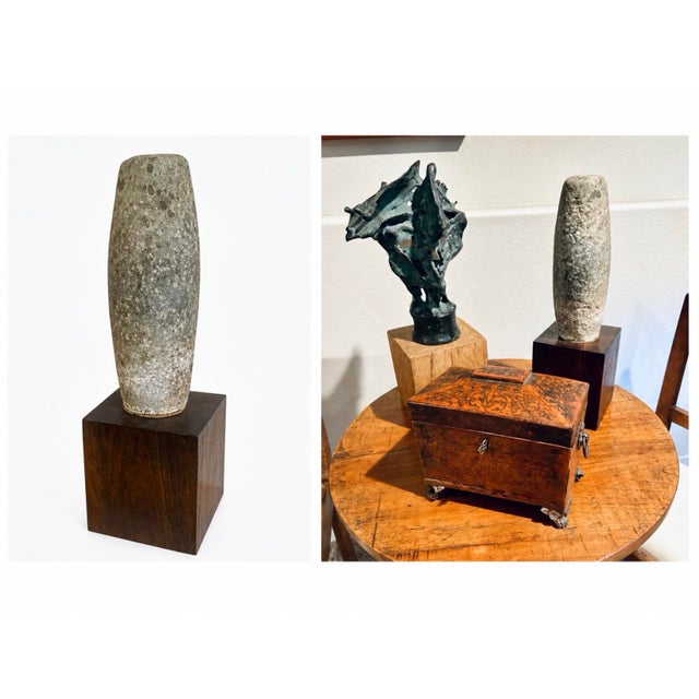Asian Stone Relic Sculpture on a Wood Base (16” High) For Sale - Image 10 of 10
