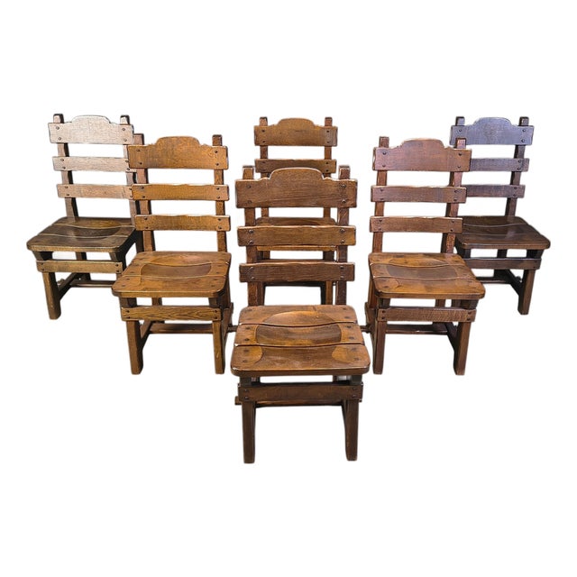 Vintage Brutalist Dining Chairs, 1960s, Set of 6 For Sale