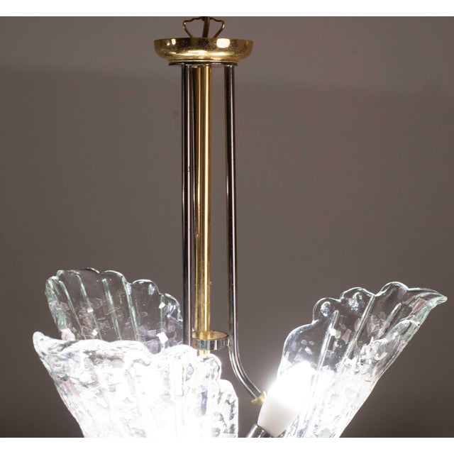1970s 1970s Murano Chandelier With 3 Leaves Iridescent in Murano Glass For Sale - Image 5 of 12