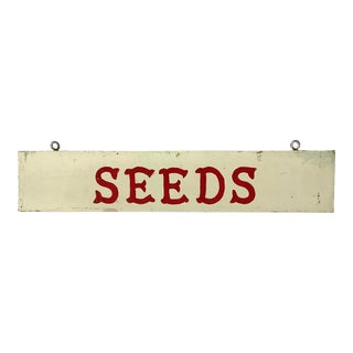 Vintage Red and White Seeds Sign For Sale