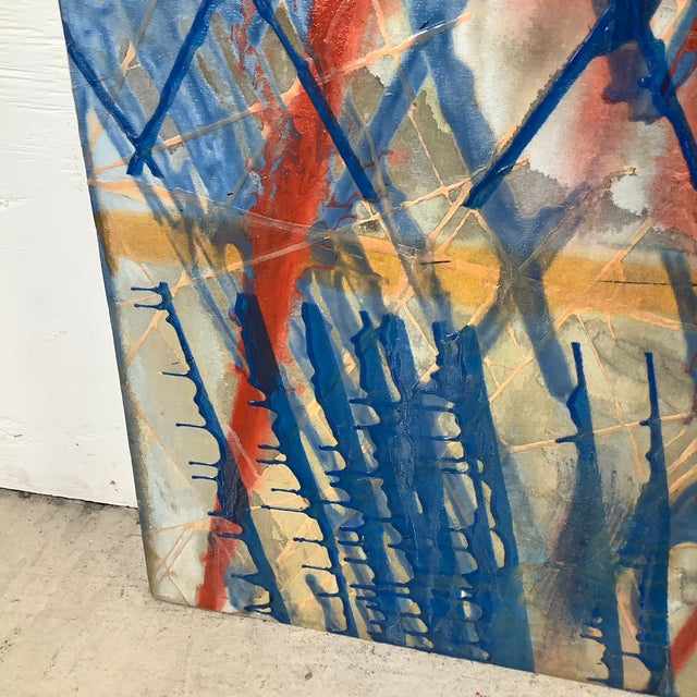 Large Contemporary Architectural Abstract Painting, 70x59 For Sale - Image 11 of 12