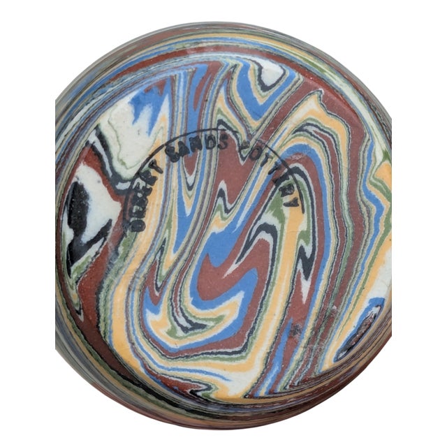 Mid 20th Century Desert Sands Multi Color Swirl Art Pottery Vase For Sale - Image 9 of 9