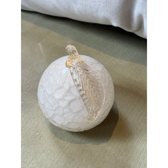 Design Plus Gallery presents an Art Glass Sculpture of the Scavo Frosted Apple. This is likely vintage Italian Murano...