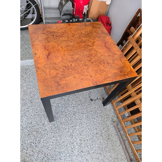 This is a Milo Baughman design, Thayer Coggins Parsons Table. Top is 32" x 32". Catalogue number 3673-27 from the 1970's....