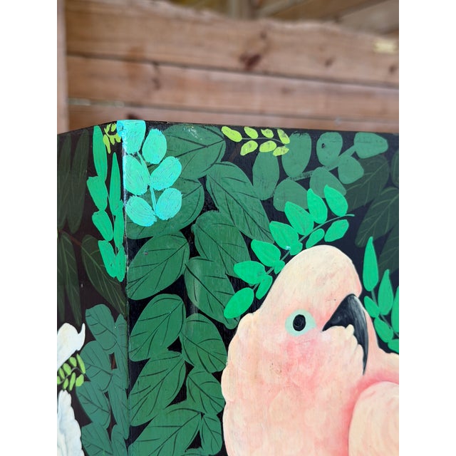 1980s Vintage Hand-Painted Tropical Coastal Pedestal For Sale - Image 5 of 12