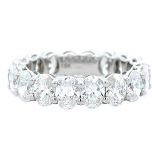 Alexander Beverly Hills All Gia 4.44ct Oval D-G Diamond Eternity Band 18k Size 6 For Sale