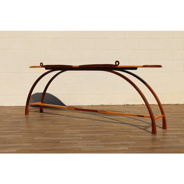 Mid-Century Sculptural Bird’s-Eye Maple & Rosewood Console Table, 1980s For Sale - Image 15 of 18