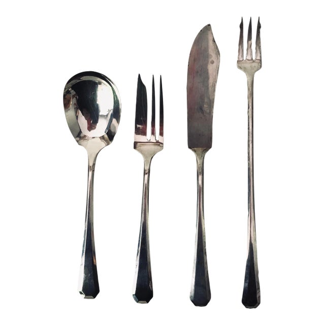 1917 Wm Rogers Silverplate Lincoln Pattern MIX Serving Utensils Set- 4 Pieces For Sale