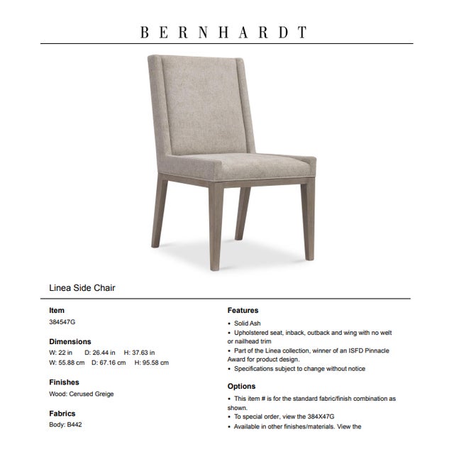 Set of 6 Bernhardt Linea Upholstered Dining Chairs – 2 Arm Chairs & 4 Side Chairs For Sale In New York - Image 6 of 6