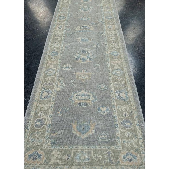 Textile Turkish Oushak Rug 3'1" x 12'3" For Sale - Image 7 of 10
