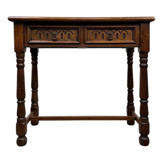 Antique Early 20th Century English Edwardian Oak Side Table For Sale