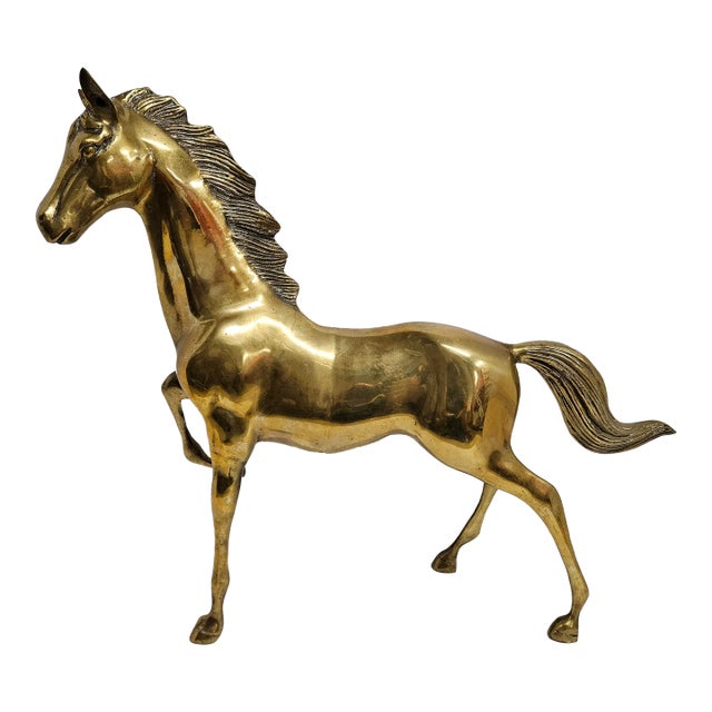 Vintage Large Brass Horse - Equestrian Figurine For Sale