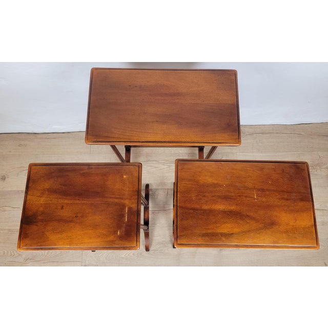 Victorian Nesting Tables in Mahogany, 1880, Set of 3 For Sale - Image 6 of 18