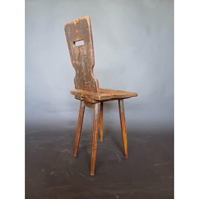Mid 19th Century Slovenian Alps Farm Chair For Sale - Image 3 of 9
