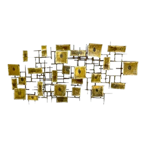 Vintage Mid-Century Brass & Nail Wall Sculpture