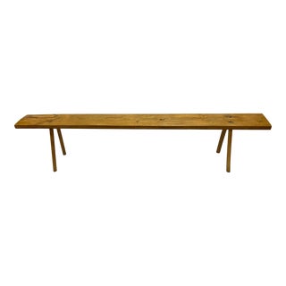 Antique 1880s Handcrafted Plank Bench With Splayed Legs For Sale