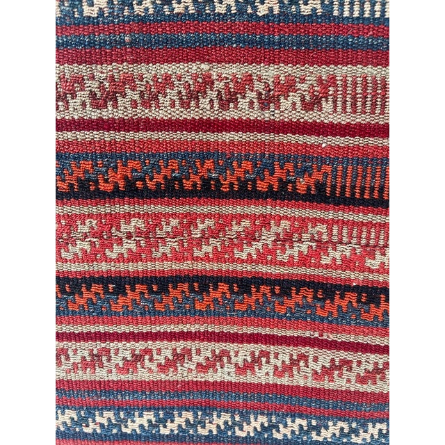 Vintage Hand Woven Kilim Upholstered Ottoman Pouf For Sale - Image 12 of 13
