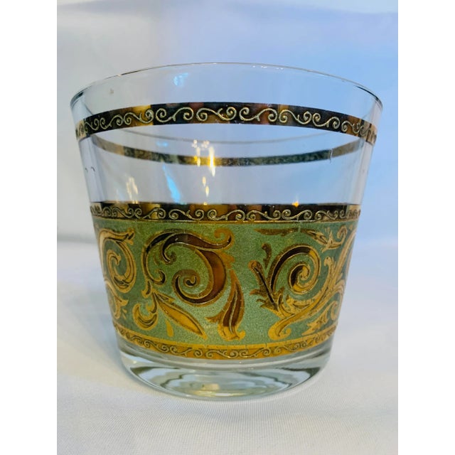 Mid 20th Century Vintage Culver Ltd. Toledo Green & Gold Ice Bucket For Sale - Image 5 of 11