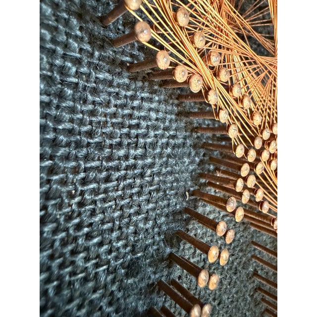 One-of-a-Kind Handcrafted Copper Wire Geometric Wall Sculpture on Wood For Sale - Image 12 of 12