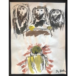 Peter Emanuel Goldman, Modernist Watercolor Painting Peter Goldman Judaica Filmmaker Neo Expressionist, 2020 For Sale