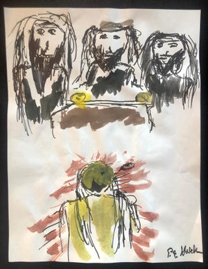 Peter Emanuel Goldman, Modernist Watercolor Painting Peter Goldman Judaica Filmmaker Neo Expressionist, 2020