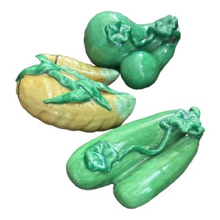 1950's Chinese Altar Fruits -Set of 3 , Spring Bamboo Shoots, Squash, and Pears For Sale