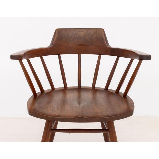 George Nakashima Walnut Captain's Armchairs, Pair For Sale - Image 9 of 10