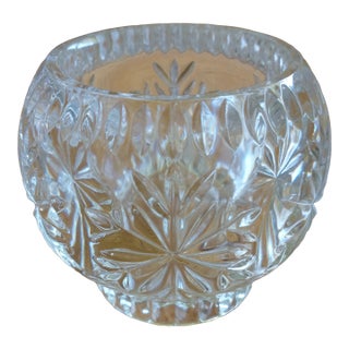 24% Lead Crystal Snowflake Candle Holder For Sale