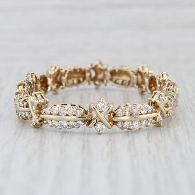 White 5.90ctw Diamond Tennis Bracelet 14k Yellow Gold 7" 9.8mm For Sale - Image 8 of 8