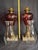 Victorian Pair Antique Bohemian Cranberry Cut-to-Clear Kerosene Lamps Marble Base P&a Eagle For Sale - Image 3 of 15