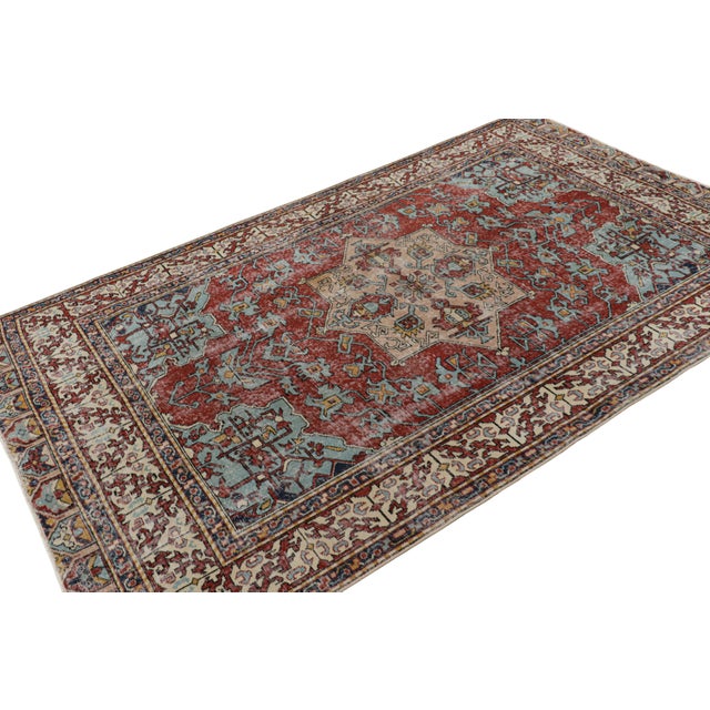 Vintage Turkish Distressed Rug in Colorful Geometric Patterns, From Rug ...