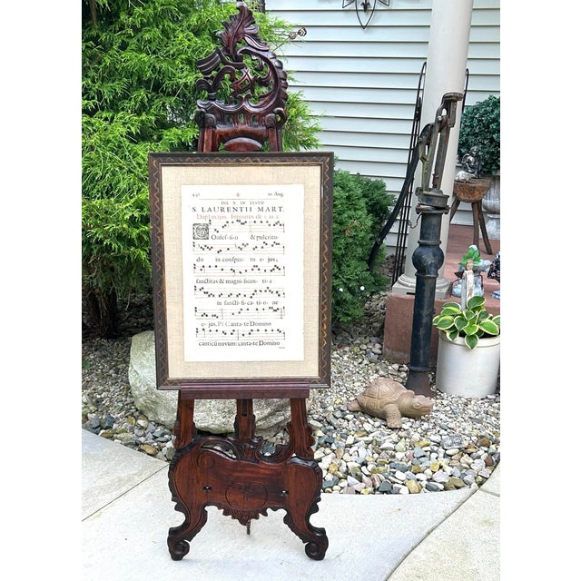Gothic Large, Floor-Standing, Antique, Mahogany, Rococo-Revival, Adjustable, Hand-Carved Easel, 1890’s For Sale - Image 3 of 11