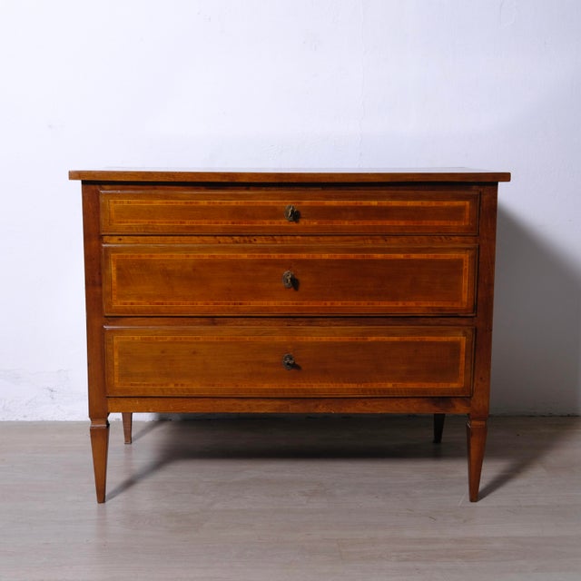 Antique Louis XVI Style Inlaid Chest of Drawers, Italy, 20th Century For Sale - Image 16 of 16