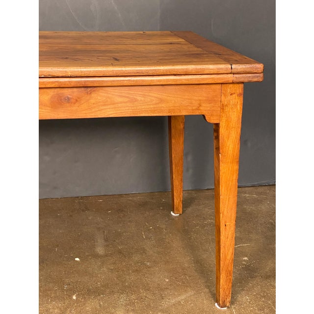 Large French Farm Table of Cherry Wood With Two Draw Leaves For Sale - Image 10 of 14