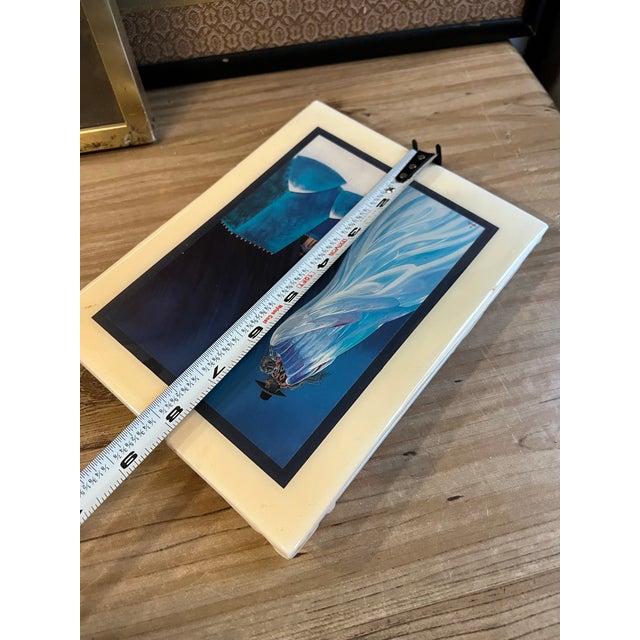 Mid-Century Modern Bill Rabbit Blue Ceramic Trivet For Sale - Image 3 of 9