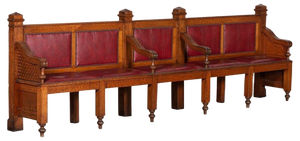 Antique French Waiting Bench in Oak, 1880