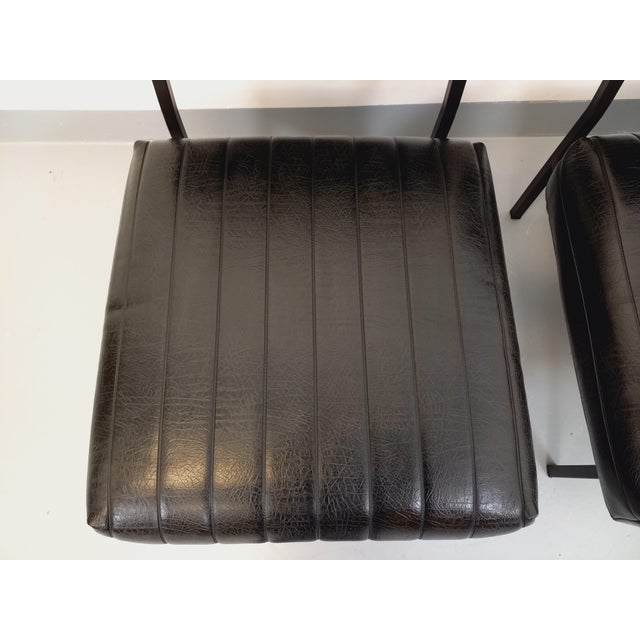Vintage Modernist Lounge Chairs in Black Imitation Leather and Metal, 1960s, Set of 2 For Sale - Image 9 of 18