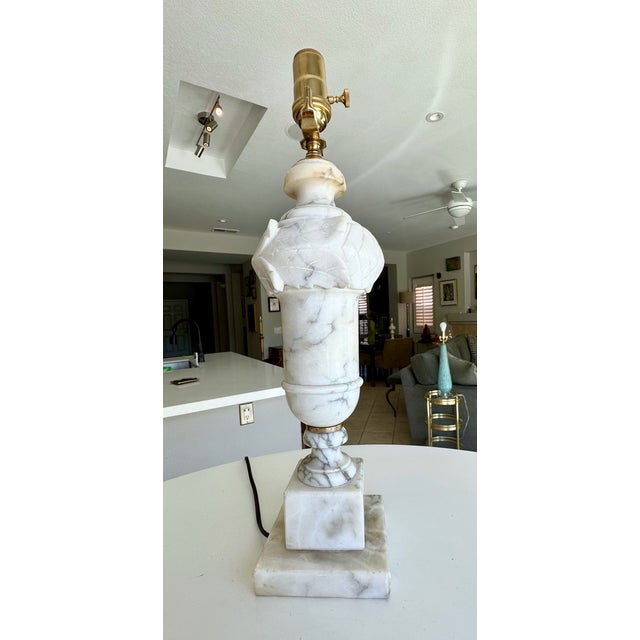 Italian Single Italian Urn Neoclassic Alabaster Table Lamp For Sale - Image 3 of 15