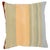 A one-of-a-kind handwoven wool kilim floor pillow featuring a fresh sage, gold, and sky-blue stripe. Fully reversible —...