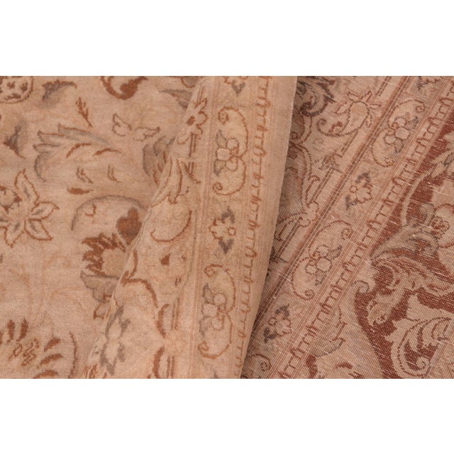 Textile Floral 1990's Pak-Persian Tan/Brown Wool Rug - 8'1'' X 10'3'' For Sale - Image 7 of 9