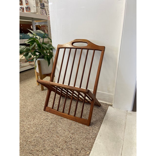 Vintage Mid-Century Modern Solid Walnut Magazine Rack Attributed to Arthur Umanoff For Sale - Image 4 of 8