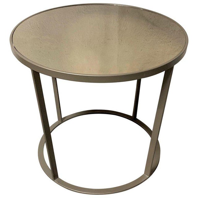 New Coffee or Side Table in Champagne Color With Smoked Mirrored Glass Top For Sale - Image 9 of 9