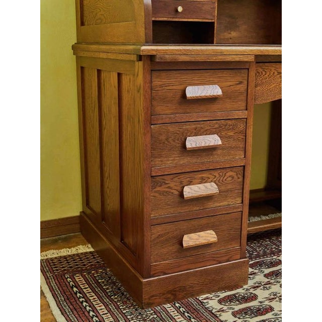 Antique American Desk with Roller Blind For Sale - Image 10 of 16