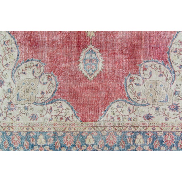 Textile House of Séance - 1960s Vintage Isparta Oushak Geometric Red Large Wool Pile Hand-Knotted Rug - 8’3” X 11’2” For Sale - Image 7 of 11