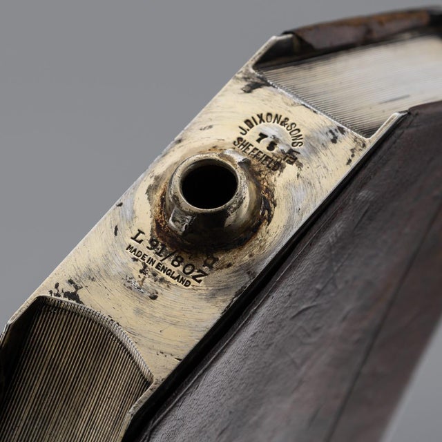 Novelty Silver Plate and Leather Book Shaped Hip Flask by J Dixon & Sons For Sale - Image 14 of 16