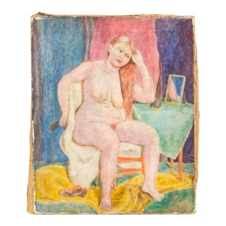Elsie Price Seated Female Nude Oil on Canvas For Sale