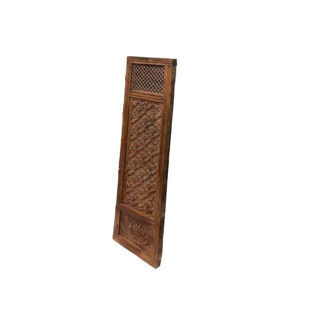 Rustic Vintage Restored Relief Floral Motif Rectangular Wood Wall Panel A For Sale - Image 3 of 10