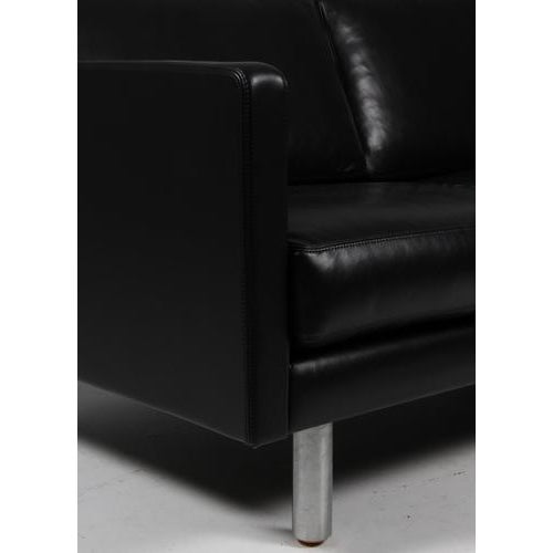 Model 220 Black Leather Three-Seater Sofa by Erik Jørgensen For Sale - Image 4 of 7